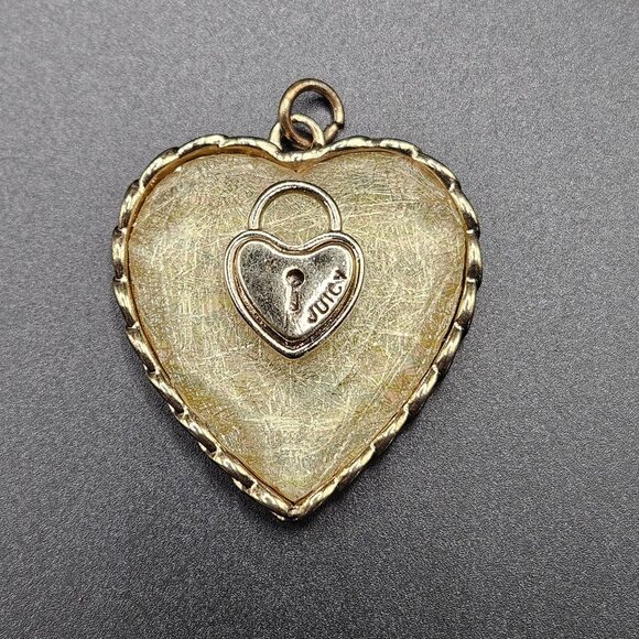 Vintage Juicy Couture Pendant Layered Crystal Heart Lock Gold Tone Trim Y2K - Picture 1 of 9